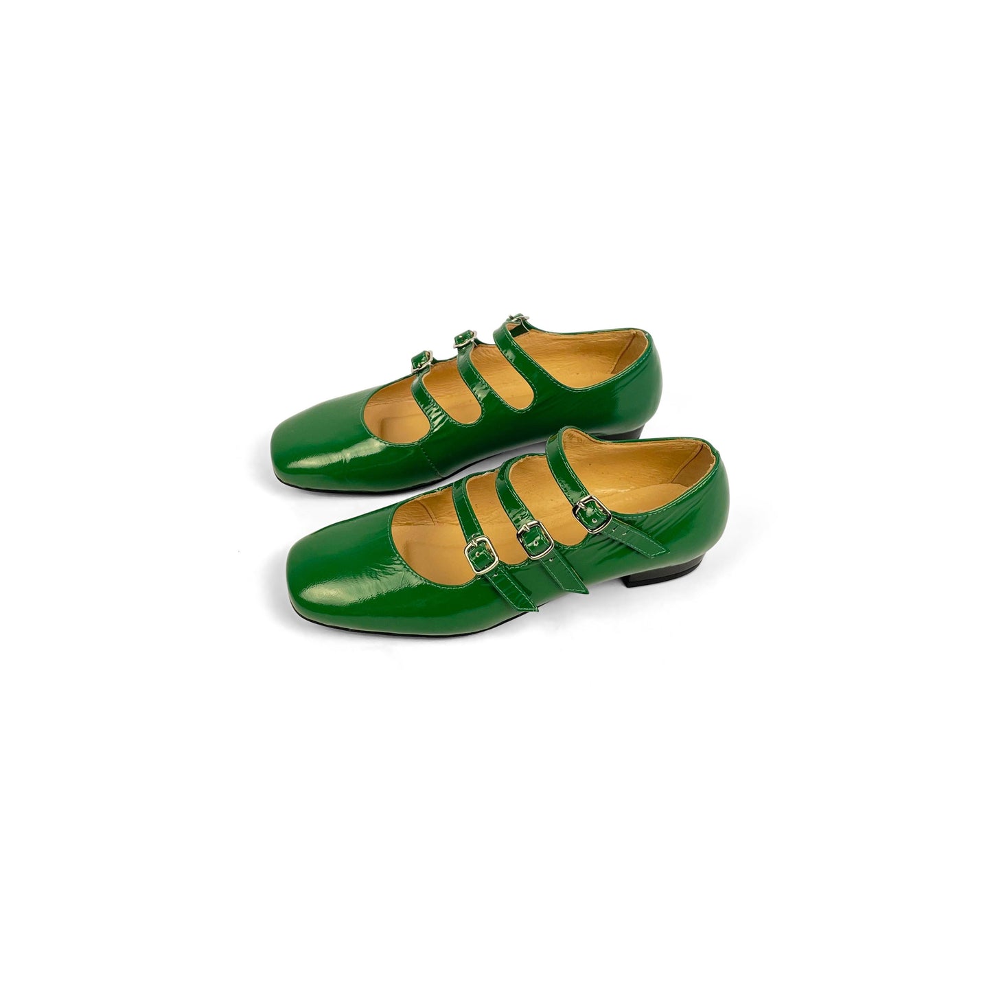 Women Mary Jane Shoe 1 Inch Heel Green Patent Leather