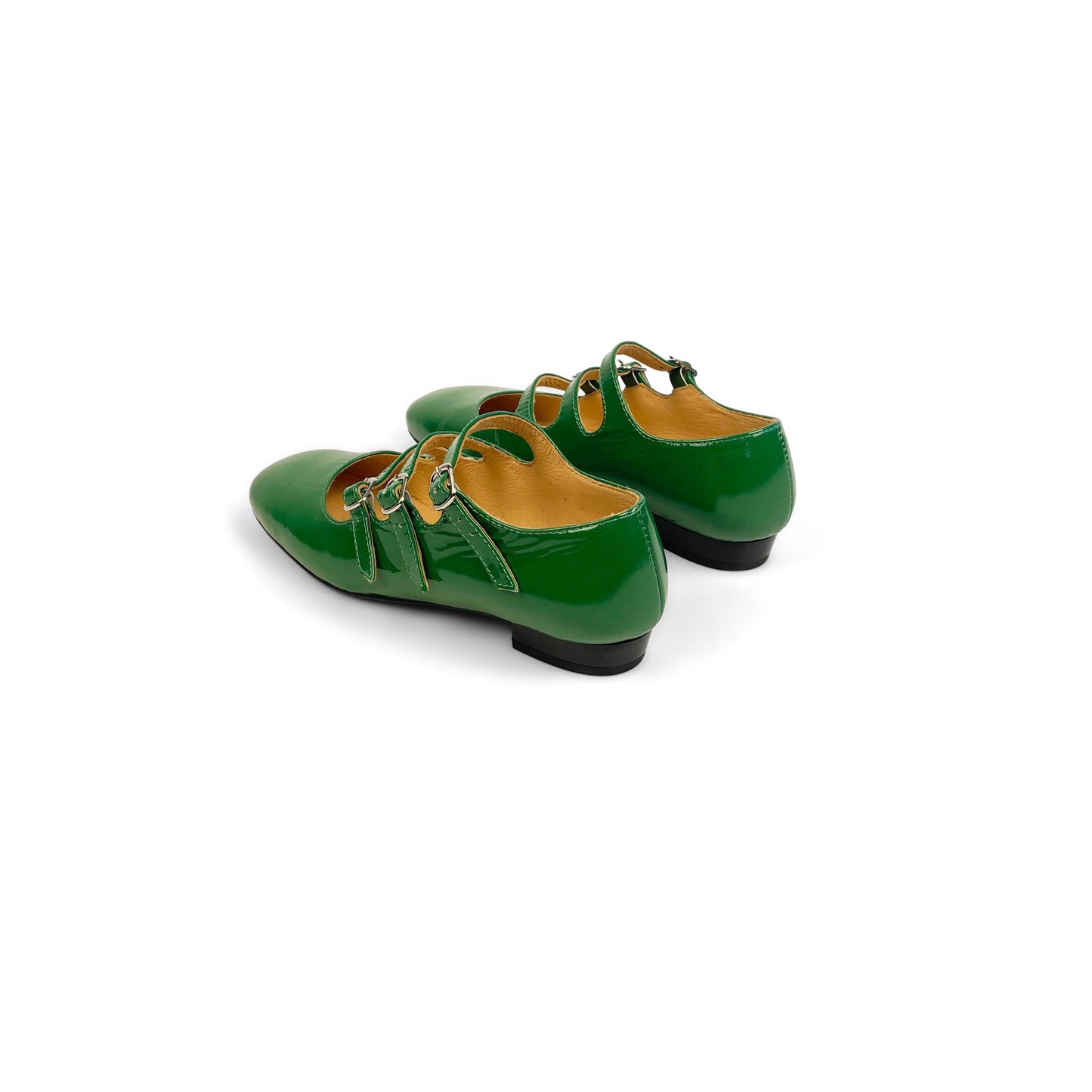 Women Mary Jane Shoe 1 Inch Heel Green Patent Leather