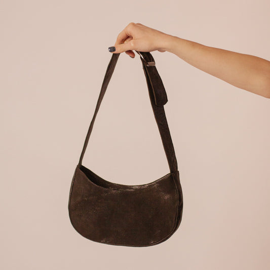 Shoulder Baguette Bag Black Satin Customize Leather