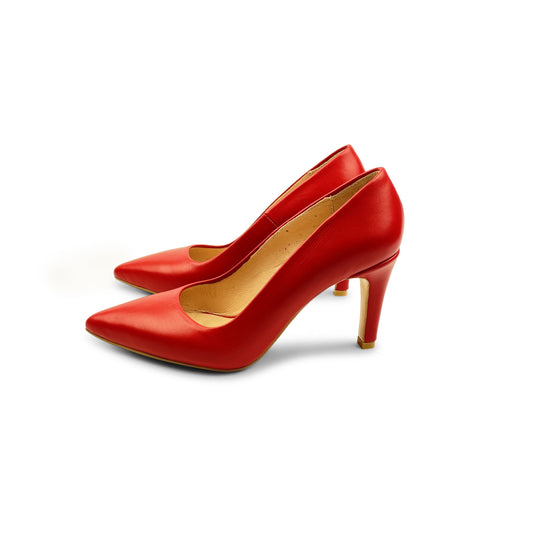 Pointy Pumps Red Leather Stiletto Heels