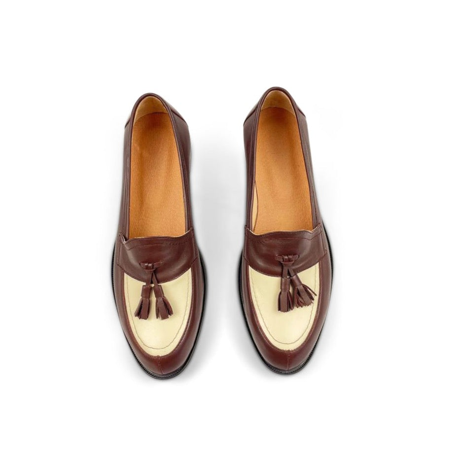 Mens Two Toned Penny Loafers Brown Tassels