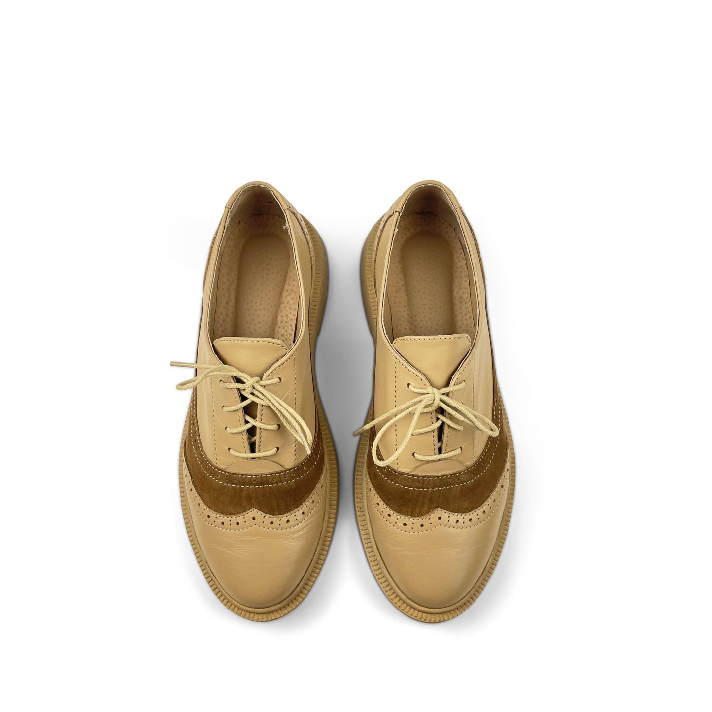 Two-Tone Leather Oxford Platform Shoes