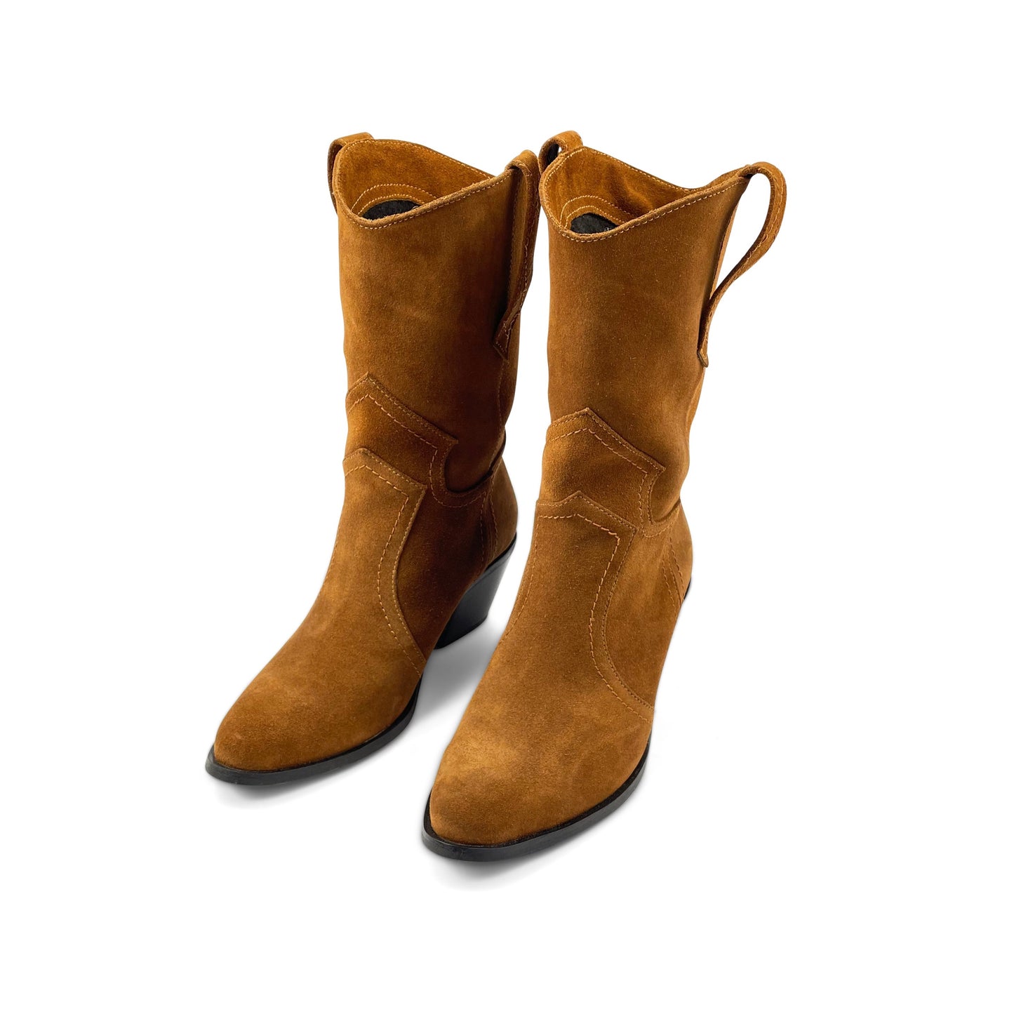 Women's Chunky Heel Brown Suede Cowgirl Boots