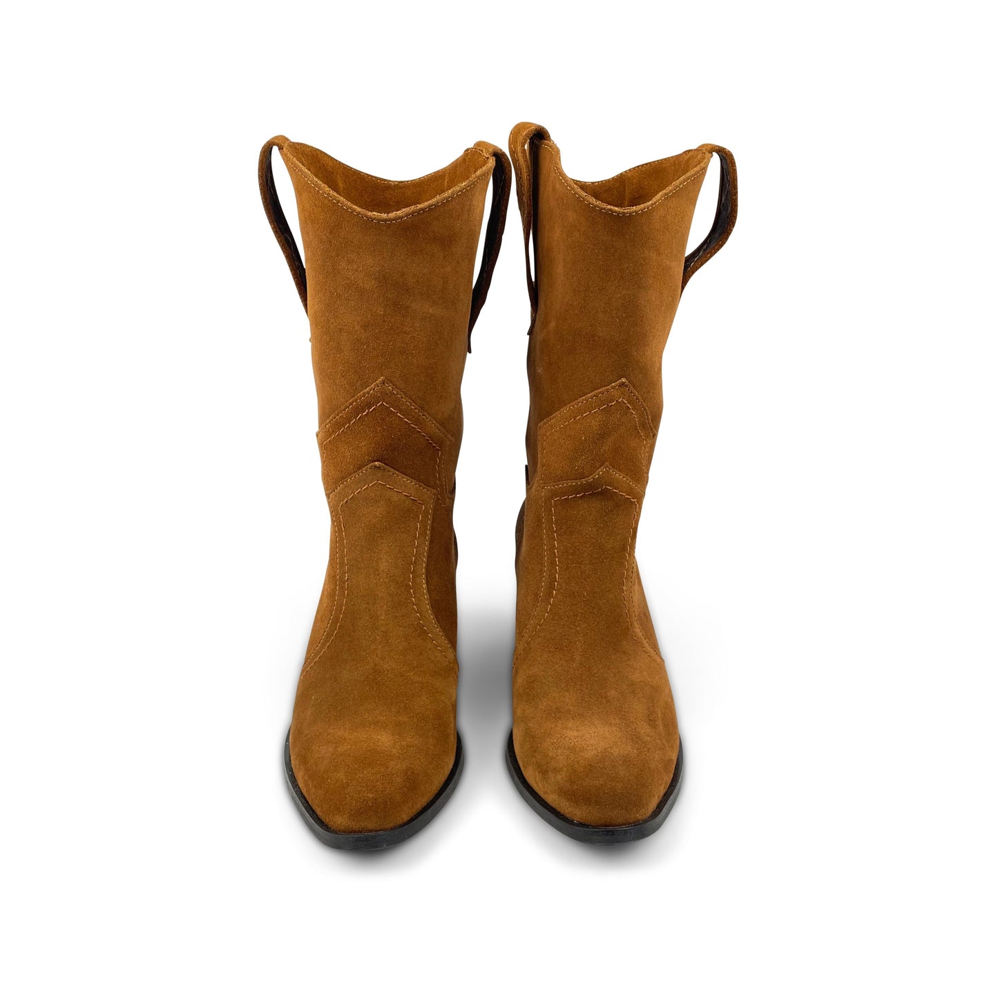 Women's Chunky Heel Brown Suede Cowgirl Boots